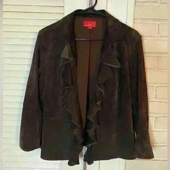 Oscar de la Renta Jackets & Blazers - Oscar an Oscar De La Renta Company Brown 100% Suede Ruffle Blazer size 8